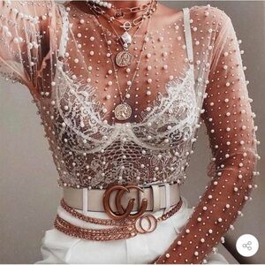 White pearl bodysuit L